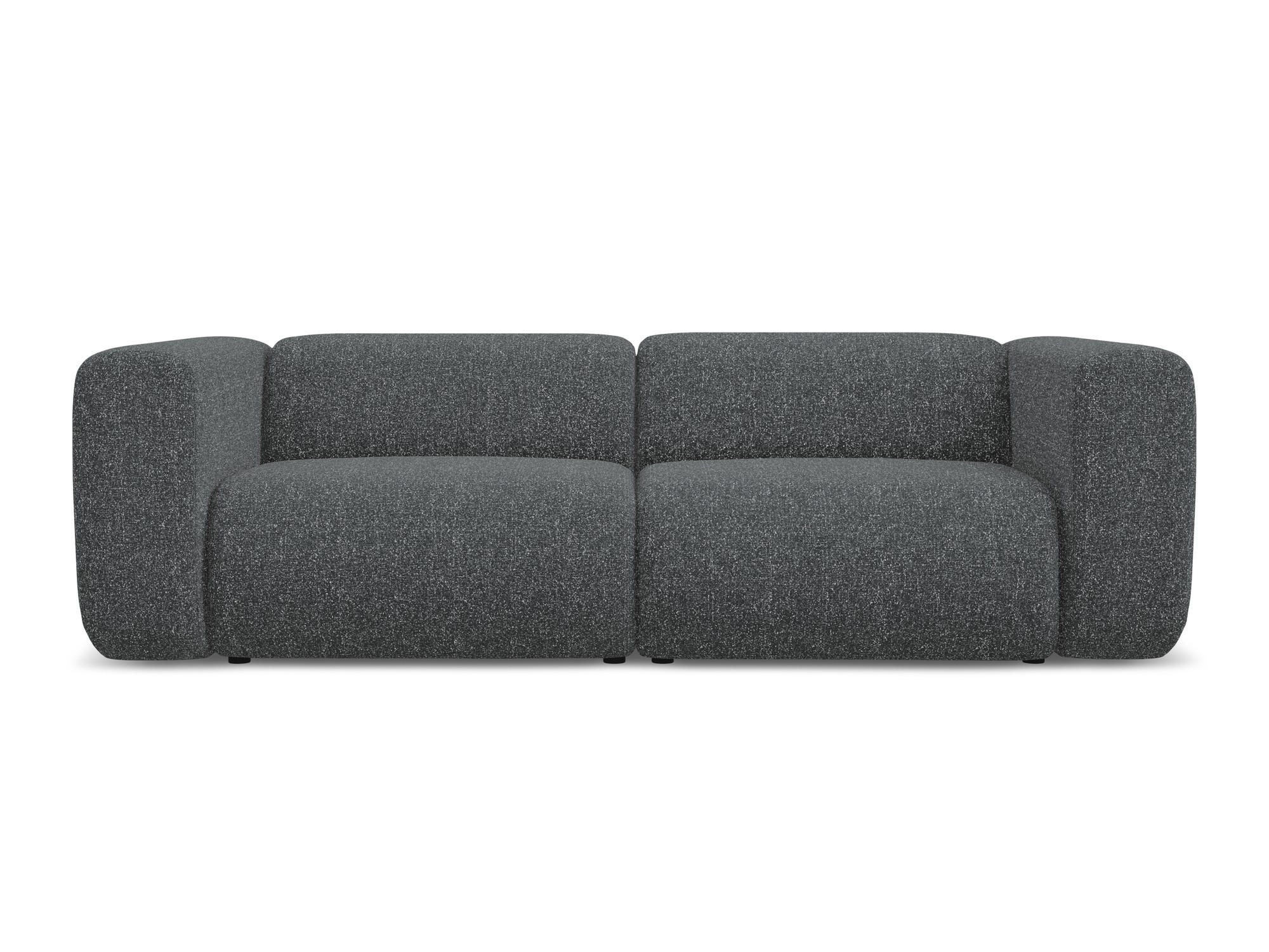 3-SITZER SOFA Strukturstoff Stoff Grau - Schwarz/Graphitfarben, Kunststoff/Textil (228/70/89cm) - Makamii