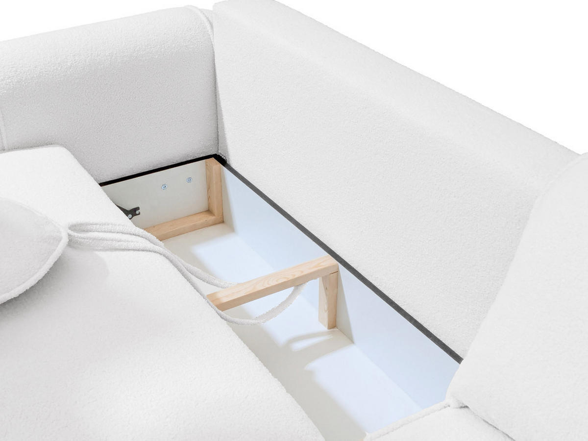 ECKSOFA SIGMA mit Schlaffunktion und Bettkasten, Stoff Weiß - Weiß, Textil (280/178cm) - Idohome