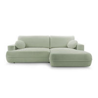 ECKSOFA FUGO Boucle Minze L - Rechts - Schwarz/Mintgrün, Kunststoff/Textil (260/168cm) - Luxkor24