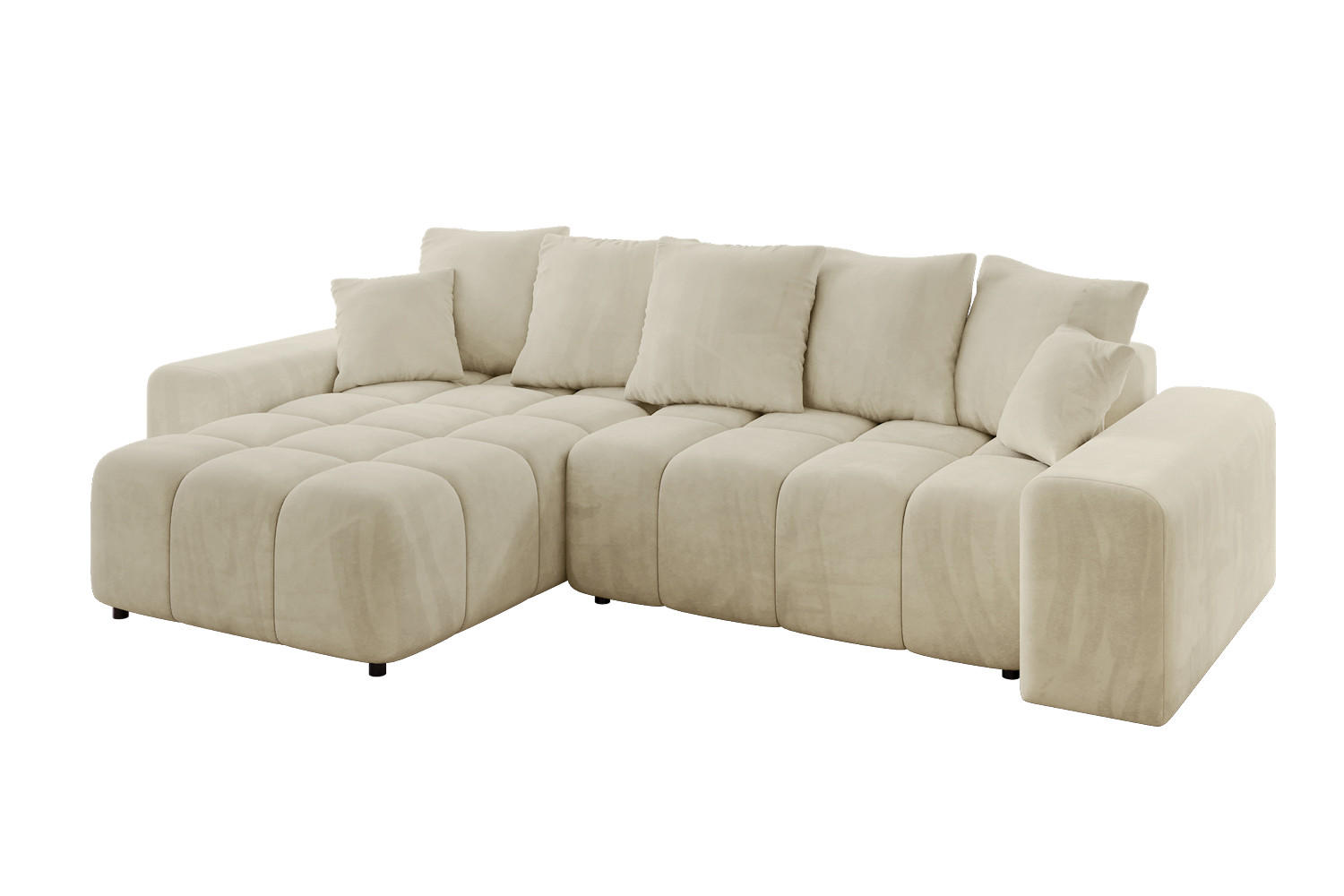 ALTDECOR ROHOVÁ SEDACÍ SOUPRAVA s otomanem vlevo ENIL-L 297x189x68 béžový velur