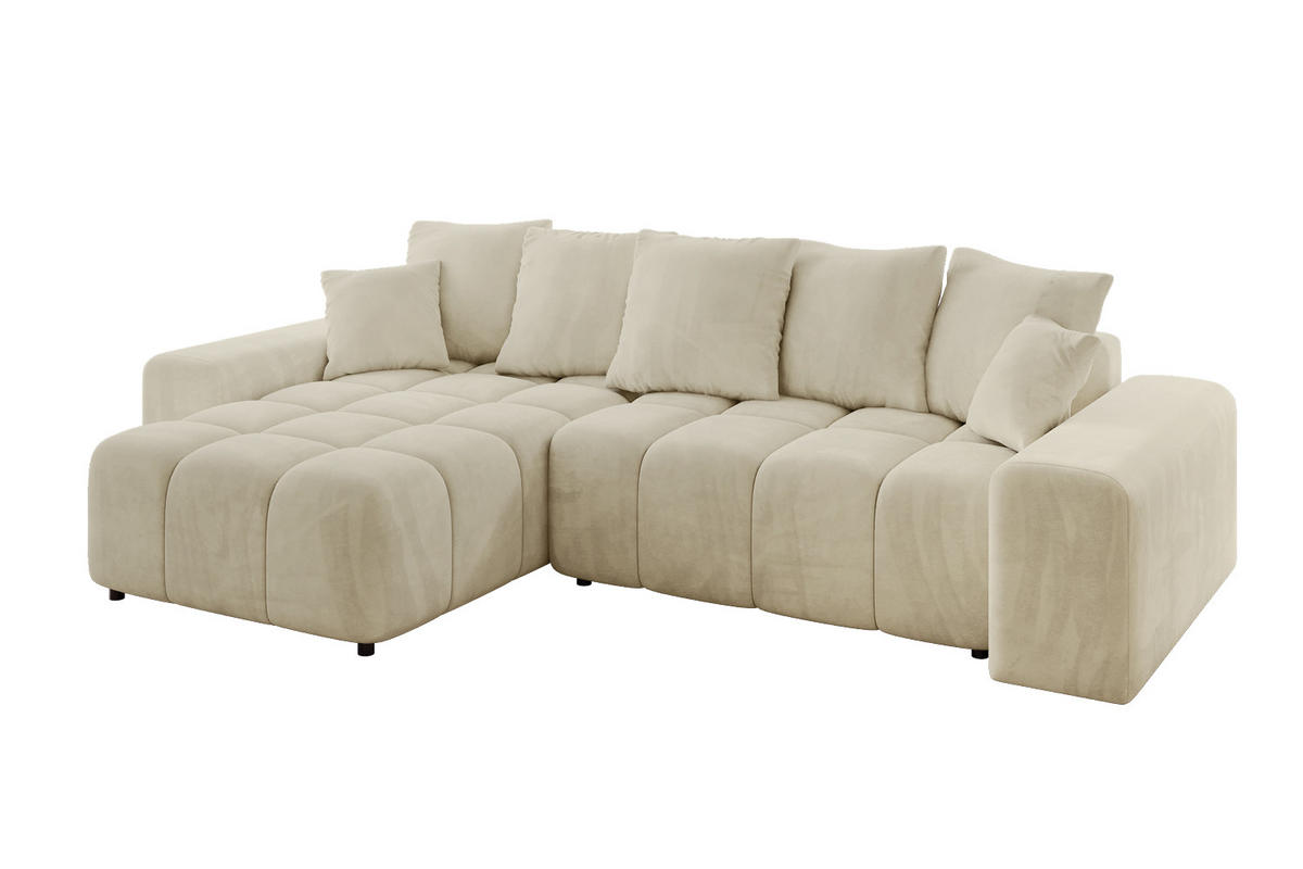 ECKSOFA Ottomane links/rechts ENIL-L 290x175x84 Beige Velours - Beige, Holzwerkstoff/Kunststoff (290/175cm) - ALTDECOR