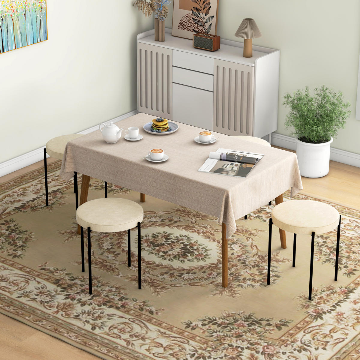 4ER-SET Esszimmerhocker Esszimmerstühle Küchenstuhl modern Polyester Metall Weiß - Weiß, Kunststoff (41.5/46/41.5cm) - HOMCOM