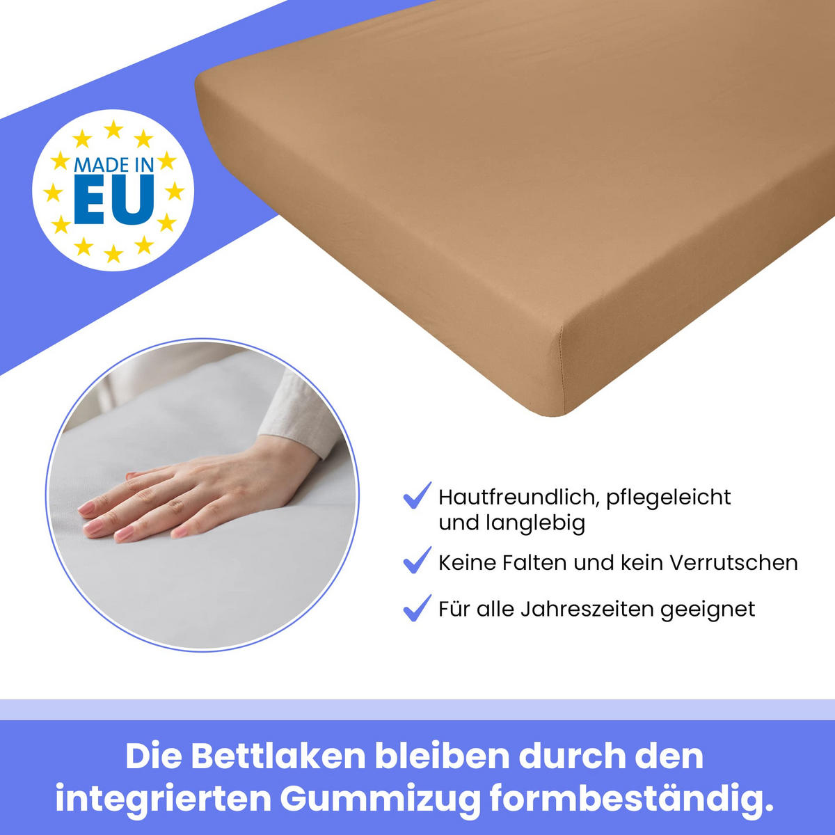 SPANNBETTLAKEN 80/180 cm, Jersey Elastisch 100 % Baumwolle Beige - Beige, Textil (80/180cm) - Best For Home