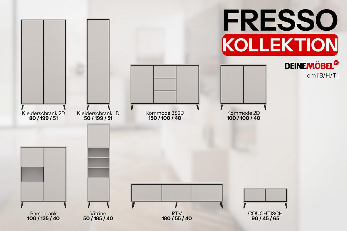 BARSCHRANK FRESSO 100/135/40 cm in Kaschmir - Kaschmir, Holzwerkstoff (100/135/40cm) - Deine Möbel 24