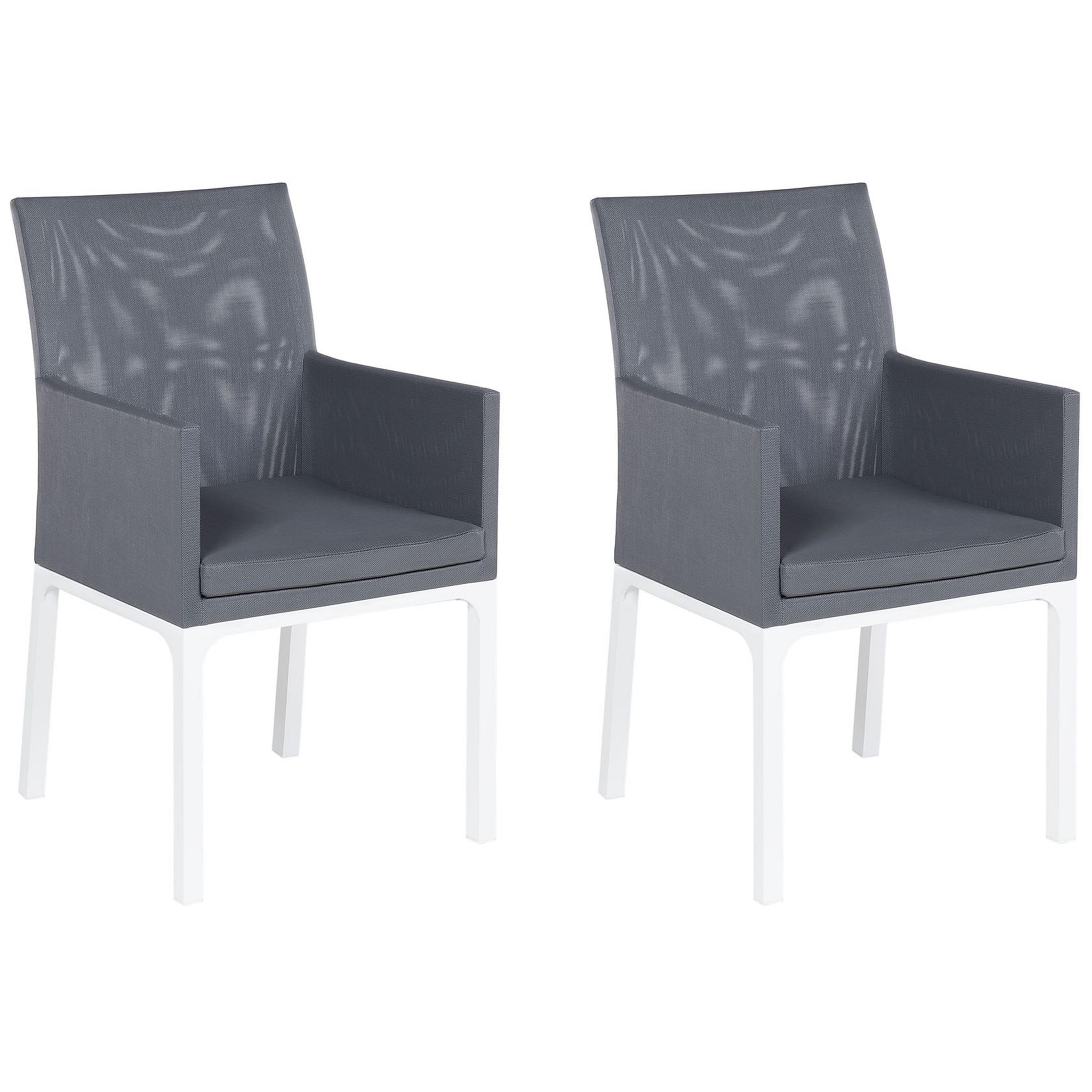 GARTENSTUHL 2er-Set Aluminium grau Bacoli - Grau, Textil (52/91/62cm) - Beliani