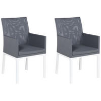 GARTENSTUHL 2er-Set Aluminium grau Bacoli - Grau, Textil (52/91/62cm) - Beliani