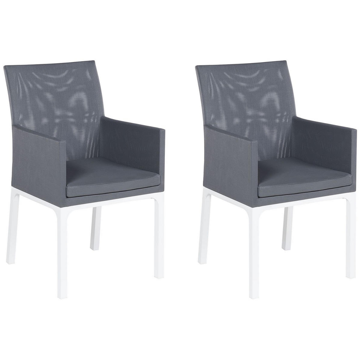 GARTENSTUHL 2er-Set Aluminium grau Bacoli - Grau, Textil (52/91/62cm) - Beliani