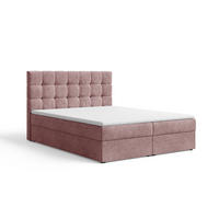 BOXBETT - Bett 05 OSLO - Aragon - 140x200 cm - mit Bettkasten und Komfort-Topper - Rosa, Holz (140/200cm) - ROYAL24_MARKT