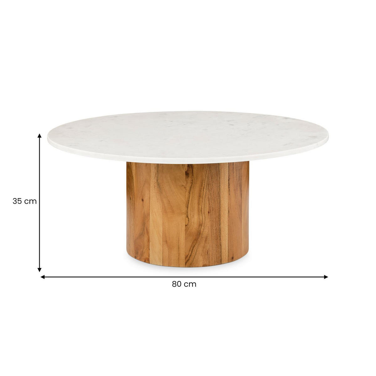 COUCHTISCH GANGA weiß/natur - Weiß/Naturfarben, Naturmaterialien/Holz (80/80/35cm) - IDIMEX