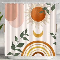 DUSCHVORHANG Orange Boho Mitte Blätter Muster 180 x 200 cm modern minimalistisch - Weiß, Textil (200/180cm) - MCBOSON