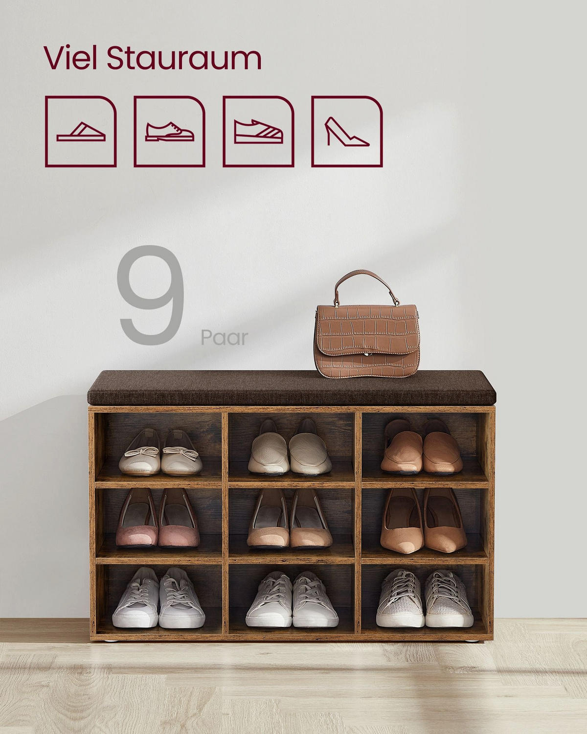 SCHUHBANK AGADIR - Braun, Holzwerkstoff (78.5/48/30.3cm) - Hansiro