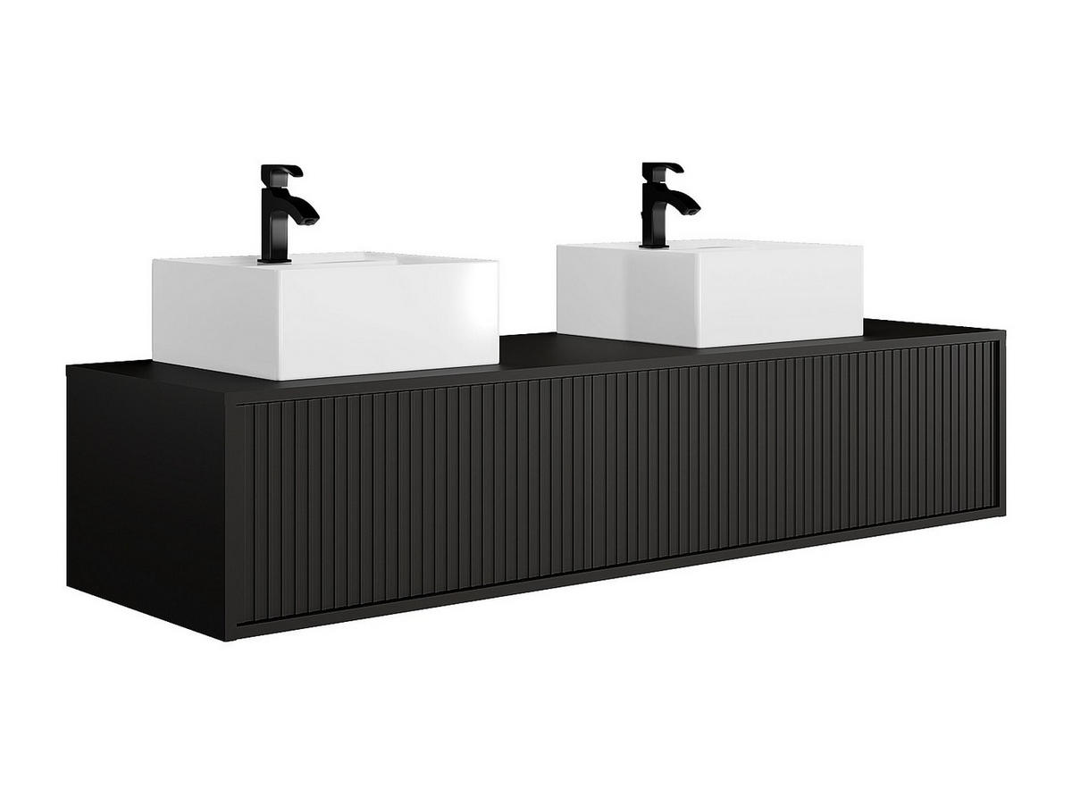 DOPPELWASCHTISCH - 150 cm x 47 cm - Holz, Platte - Schwarz - ARNEGA - Schwarz, Holz (150/32/47cm) - Vente-Unique