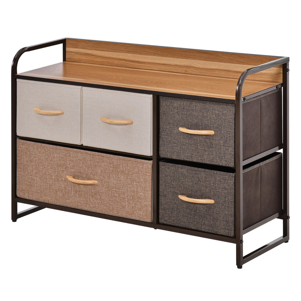 KOMMODE DE-12340 5 Schubladen 87,5/29/58 cm Mehrfarbig - Multicolor, Holzwerkstoff (87.5/58/29cm) - ComfortXL