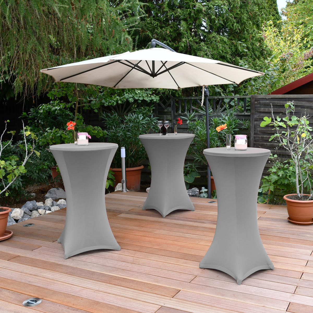 STEHTISCHHUSSE Stella Ø 80 cm Silber - Silberfarben, Textil (80/120cm)