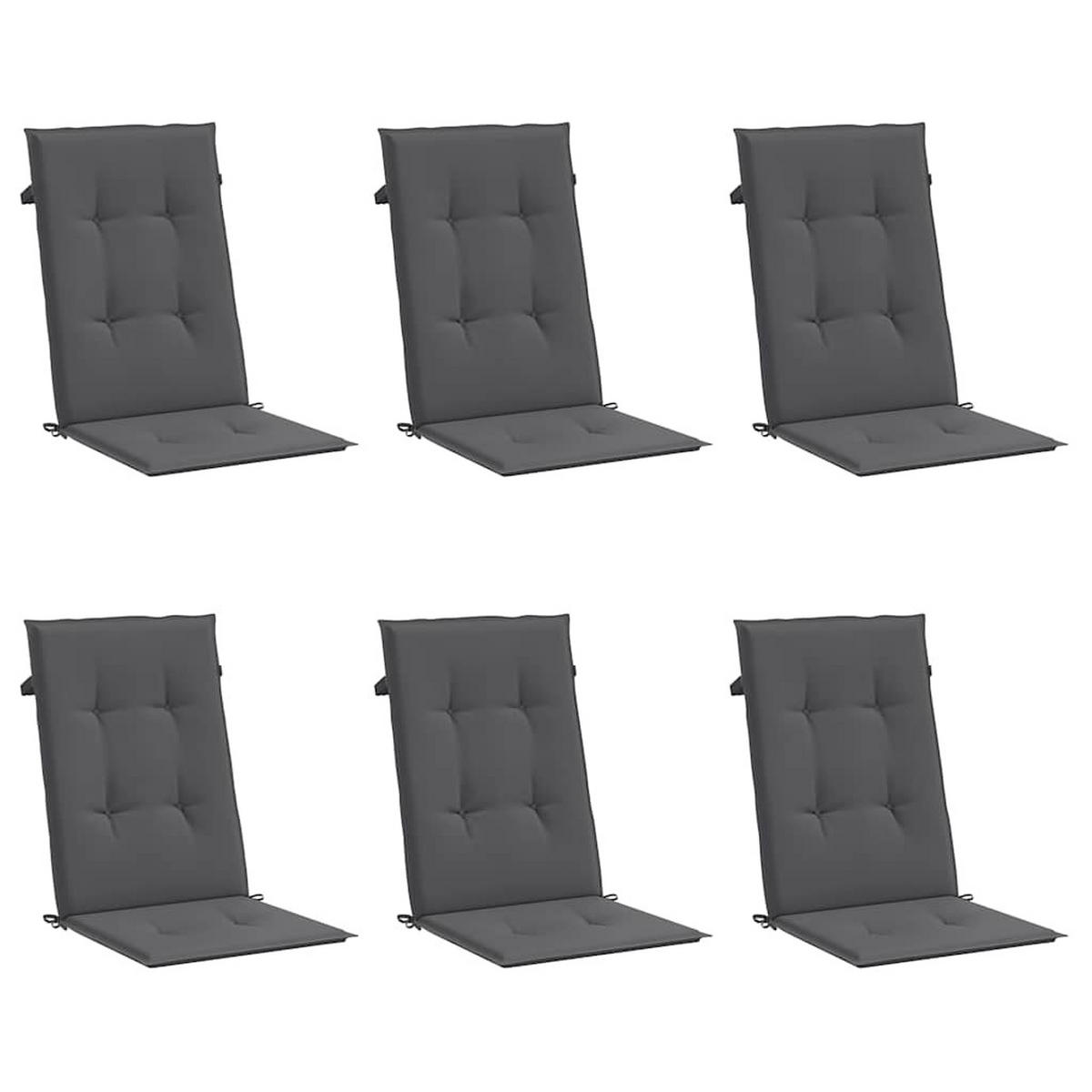 GARTENSTUHLAUFLAGEN Für Hochlehner 6Er Set Anthrazit 120/50/3 Cm - Anthrazit, Textil (50/3/120cm) - vidaXL