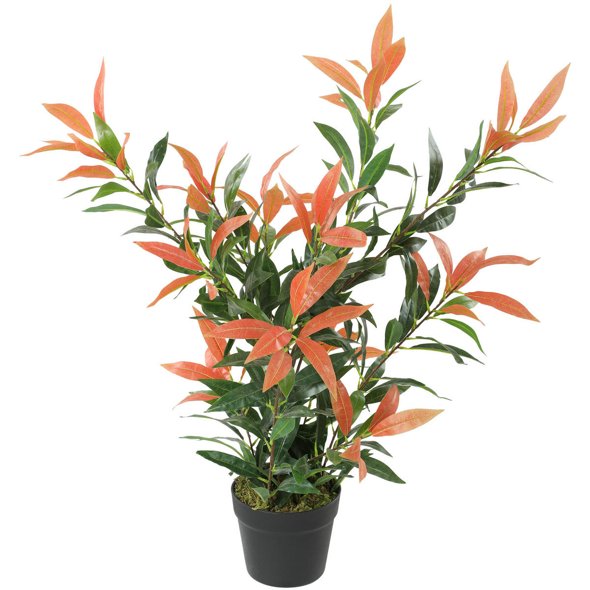 KUNSTPFLANZE DE-08614 Glanzmispel mit anpassbaren Zweigen Rot/Grün - Rot/Grün, Kunststoff (90cm) - ComfortXL