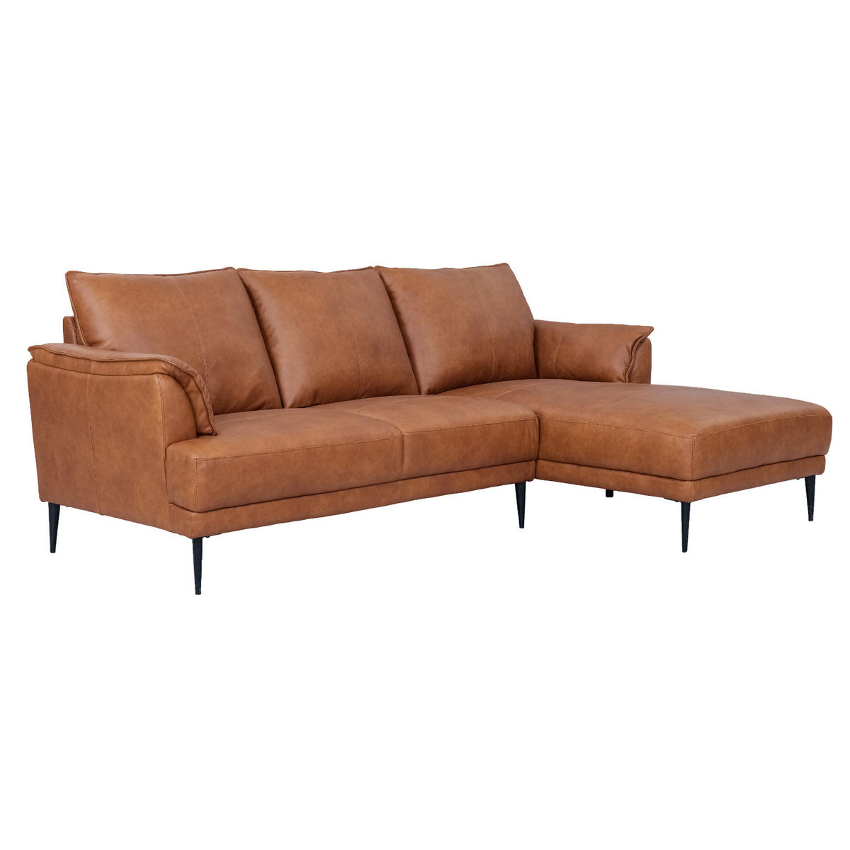 ECKSOFA Echtleder Braun - Schwarz/Braun, Leder/Metall (233/155cm) - Furnhouse
