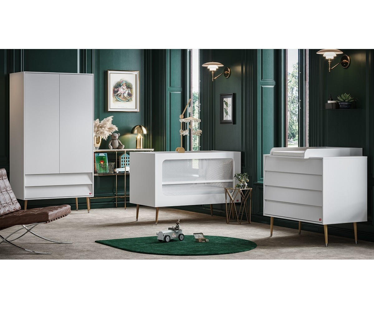 BABYZIMMER Set Bonny - 4-teilig - Weiß - Weiß, Holzwerkstoff (100/191/55cm) - QMM TraumMöbel