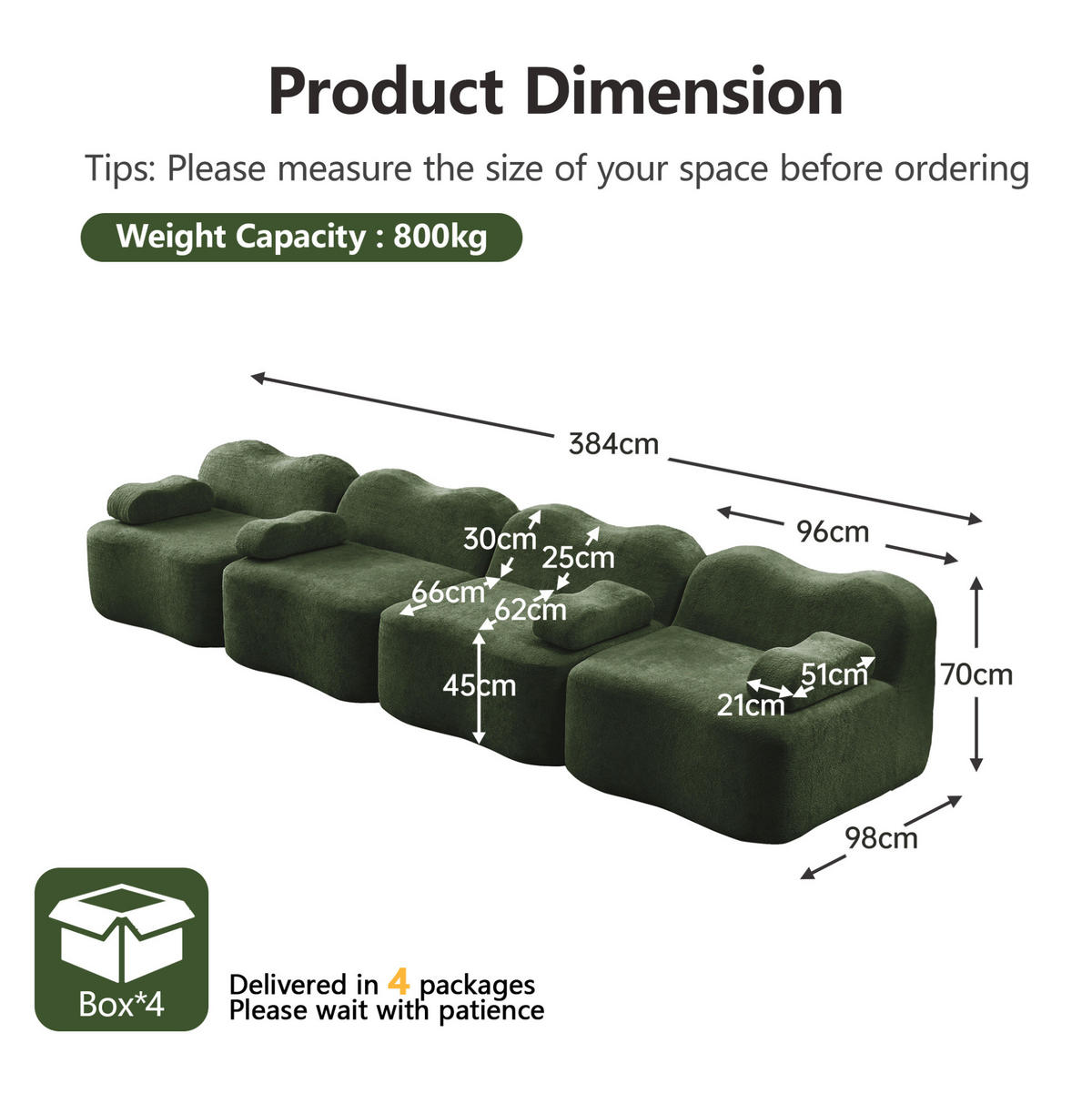 4-SITZER Modulares Sofa grün aus Samt mit tiefer Sitzfläche - Grün, Textil (98/70/384cm) - Modenvie