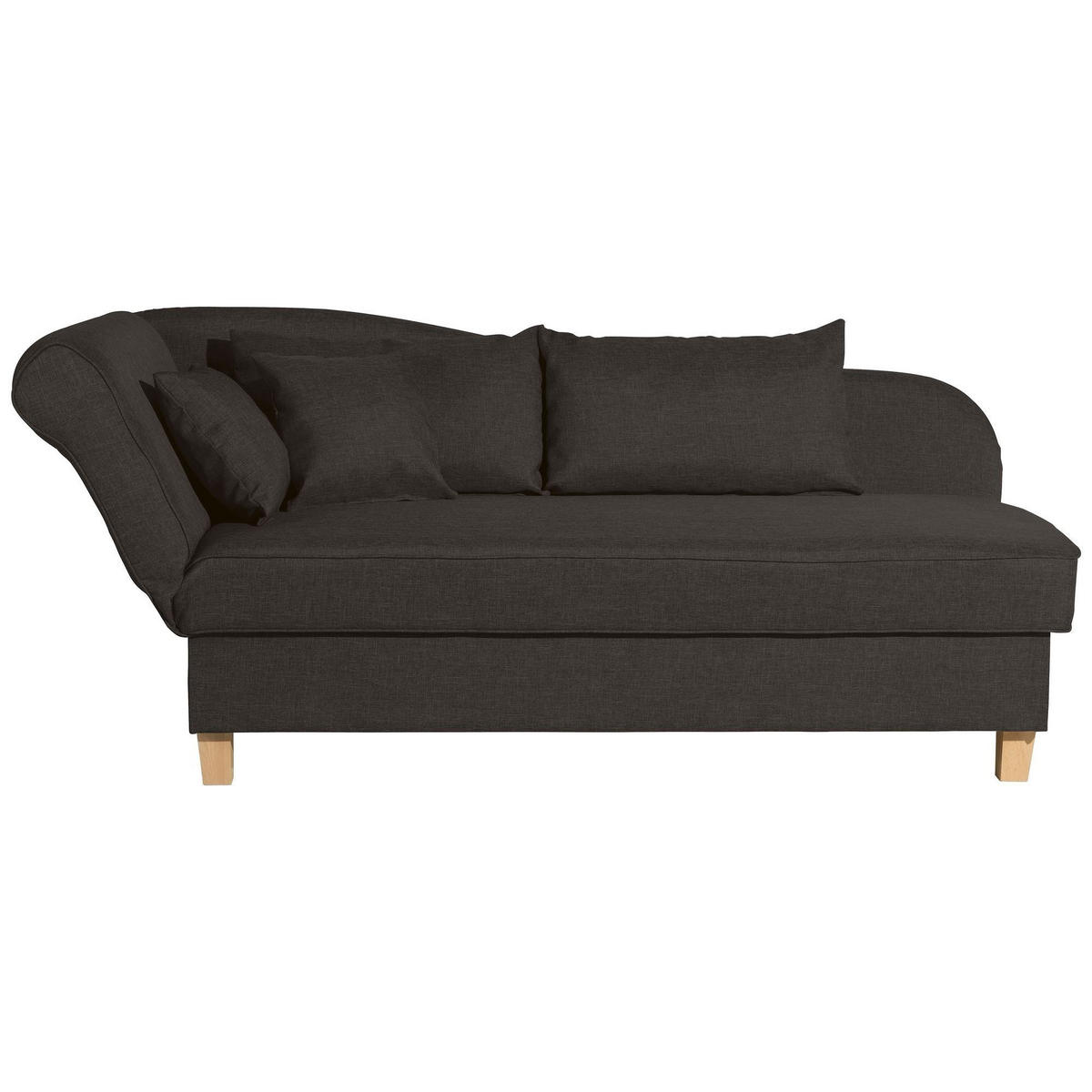 RECAMIERE mit Armteil links klappbar Katia Bezug Flachgewebe Buche natur / schoko - Dunkelbraun, Kunststoff (190/82/88cm) - 58aufmkessel