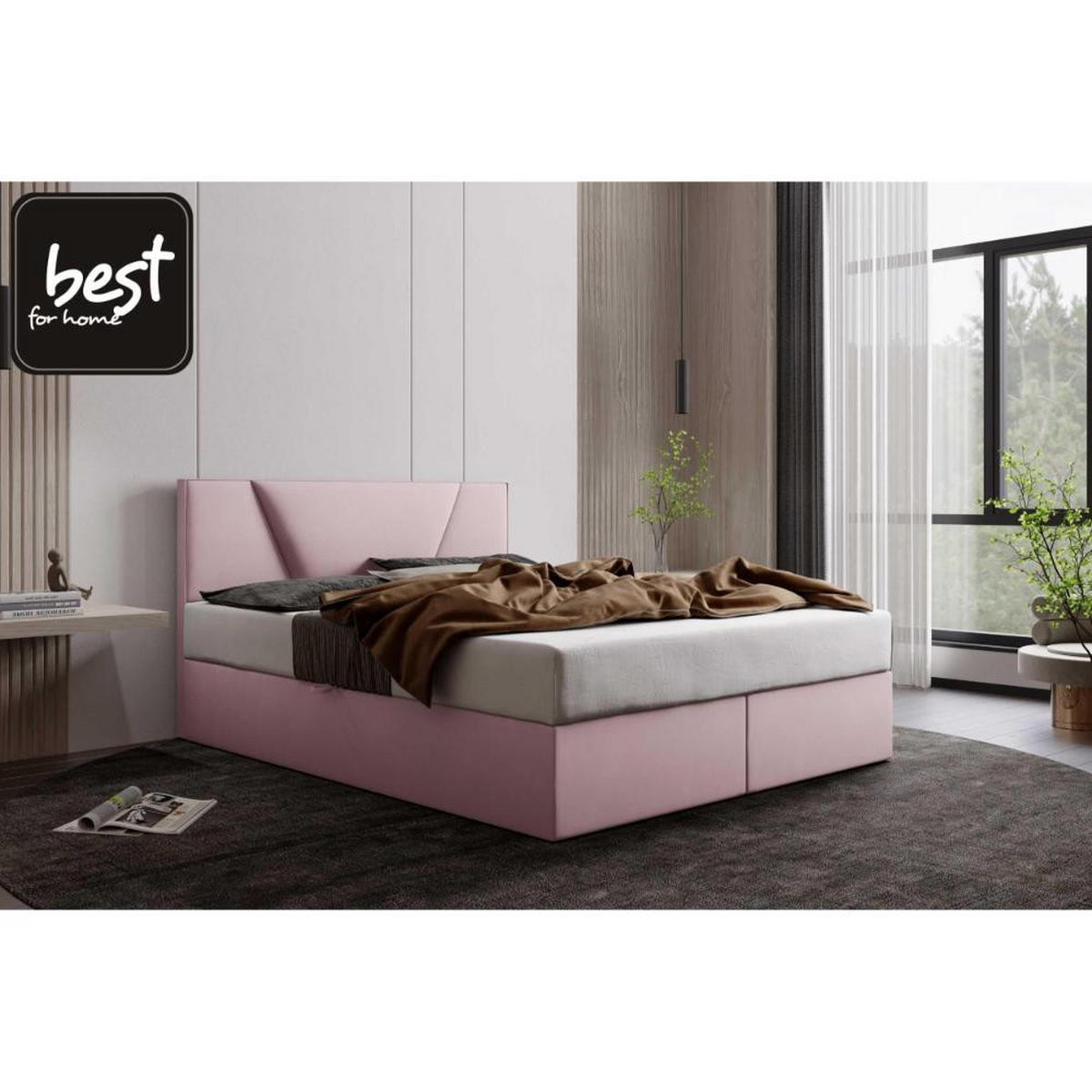 BOXBETT Jubilee Bonellfederkern inkl. Topper - Rosa, Holz/Holzwerkstoff (200/200cm) - Best For Home