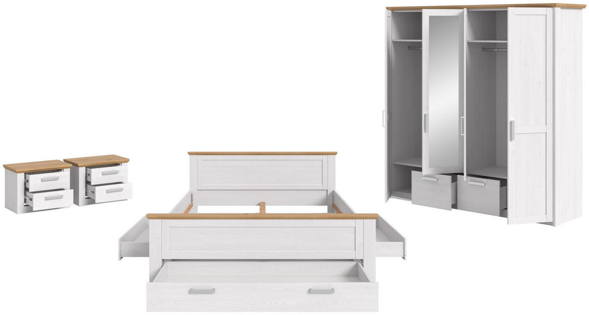 BETTANLAGE Verona Sibiu Lärche Nachbildung 5-tlg. - Lärchefarben, Holzwerkstoff - Xonox