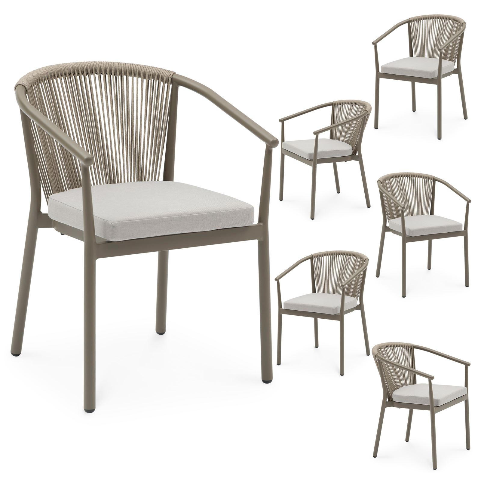GARTENSTUHL TAVOLO 6ER-SET - Champagner, Textil (56/77/62cm) - IDIMEX