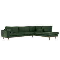 ECKSOFA mit Ottomane - Dunkelgrün/Eichefarben, Eichenholz/Textil (287/219cm) - home24