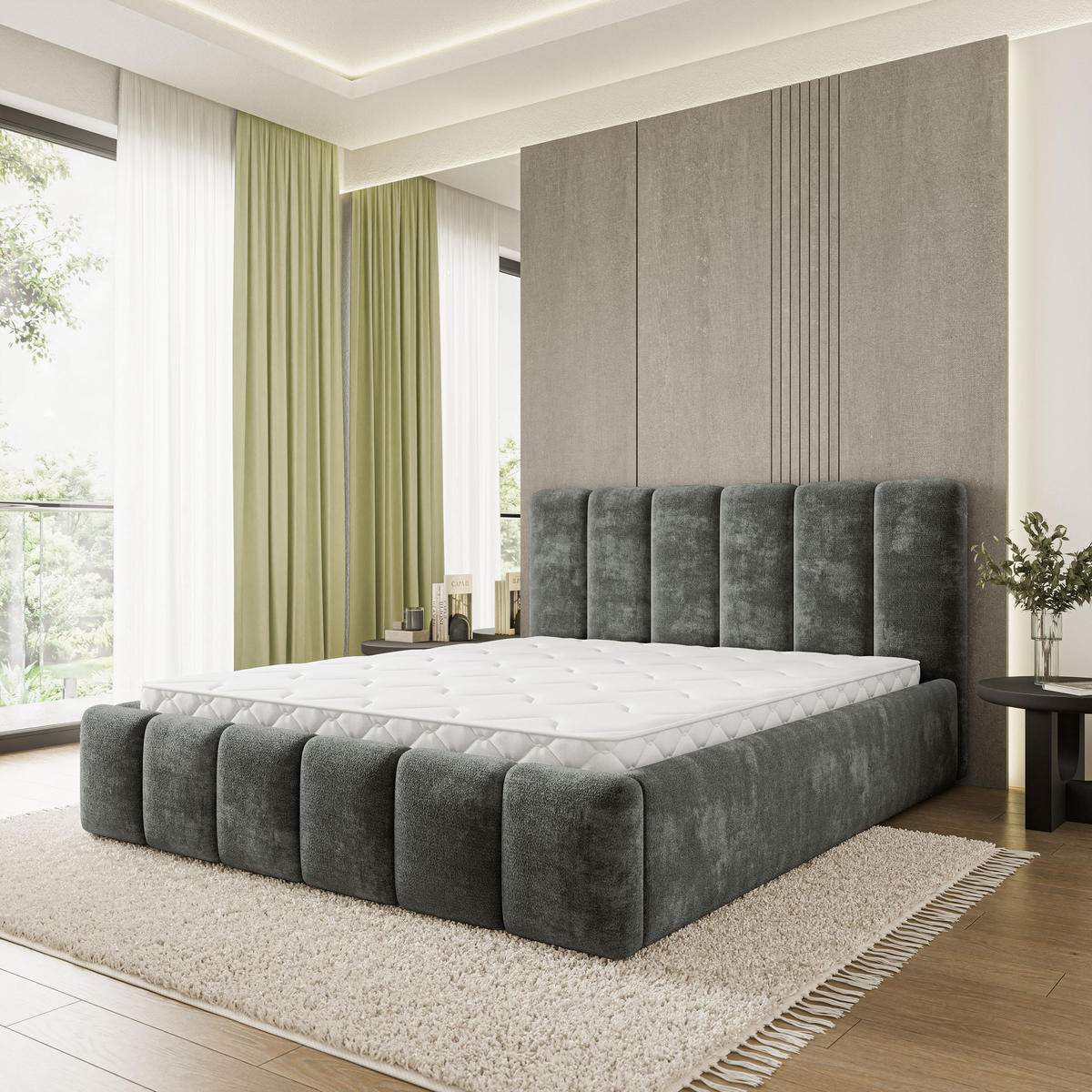 POLSTERBETT ATTORA LM 180x200 cm mit Bettkästen - Grau - Grau, Holz (180/200cm) - MASSENO
