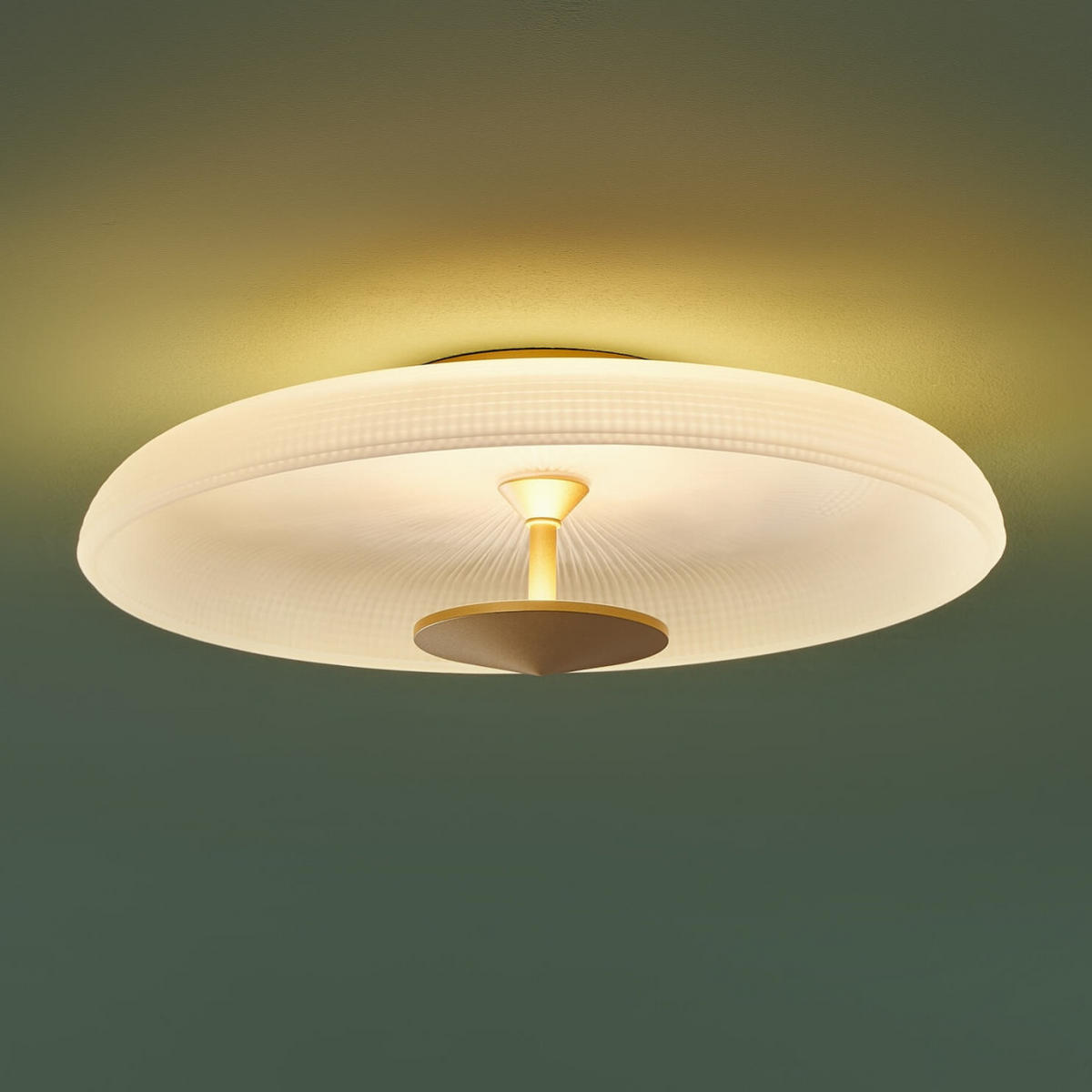 DECKENLEUCHTE Avelis, Frostweiß und Gold, 13cm - Weiß, Glas (13/40/13cm) - KOSILUM
