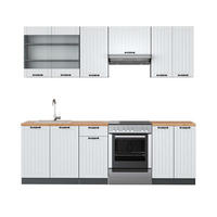 KÜCHENZEILE Fame-Line Weiß Landhaus/Anthrazit 240 cm, AP Eiche - Anthrazit/Creme, Holzwerkstoff (240/81.6/60cm) - Vicco