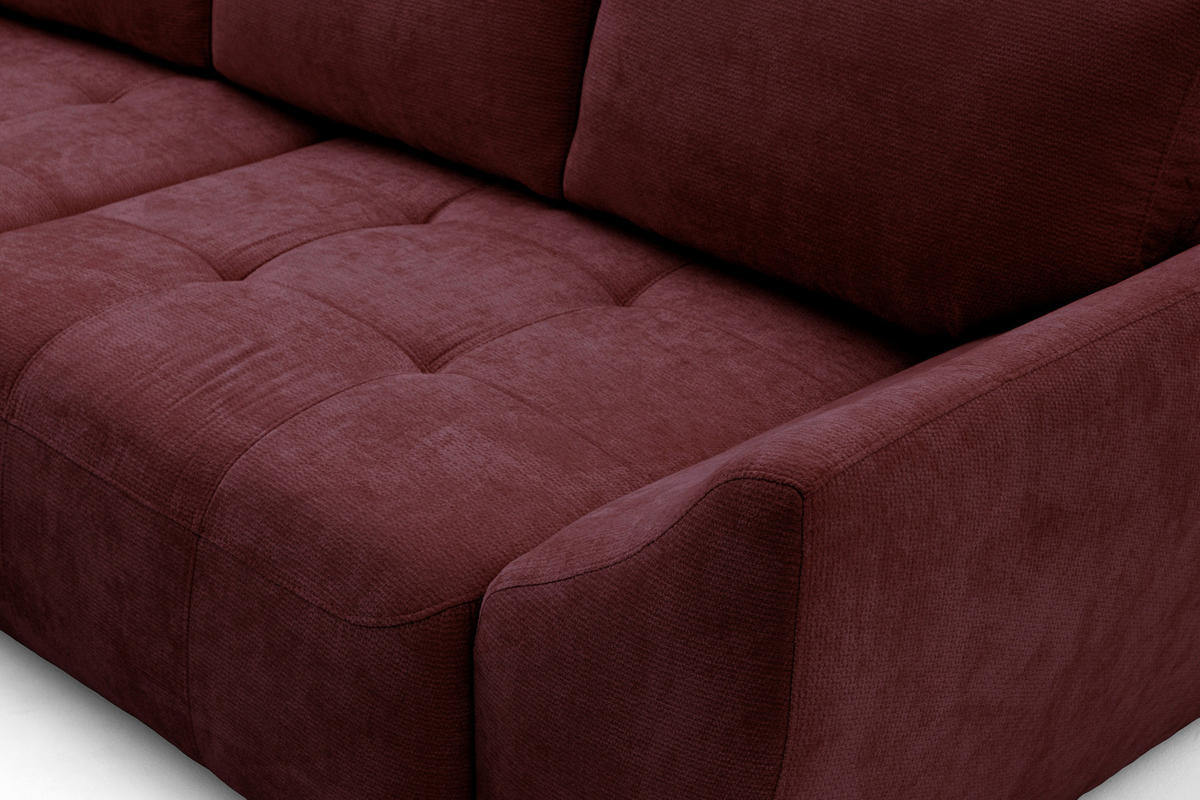 ECKSOFA NICE L Links mit Schlaffunktion 137x204 Chenille Rotwein - Schwarz/Dunkelrot, Holz/Textil (260/165cm) - Muffo