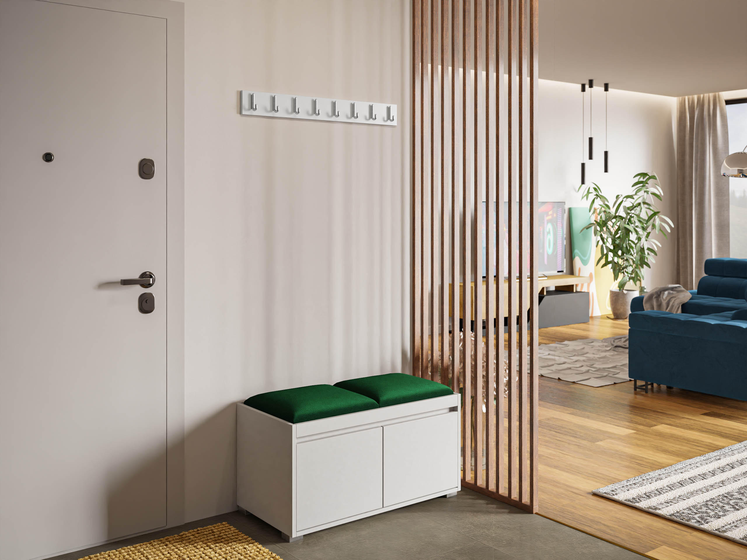 GARDEROBEN-SET Grawis 80 I - Silberfarben/Grün, Holzwerkstoff/Kunststoff (84.5/45/34cm) - MIRJAN24