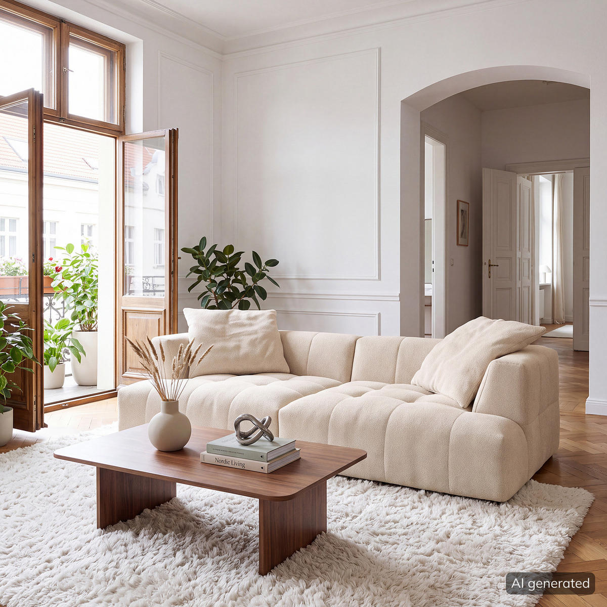 BIGSOFA - Beige/Schwarz, Holz/Kunststoff (272/70/126cm) - home24