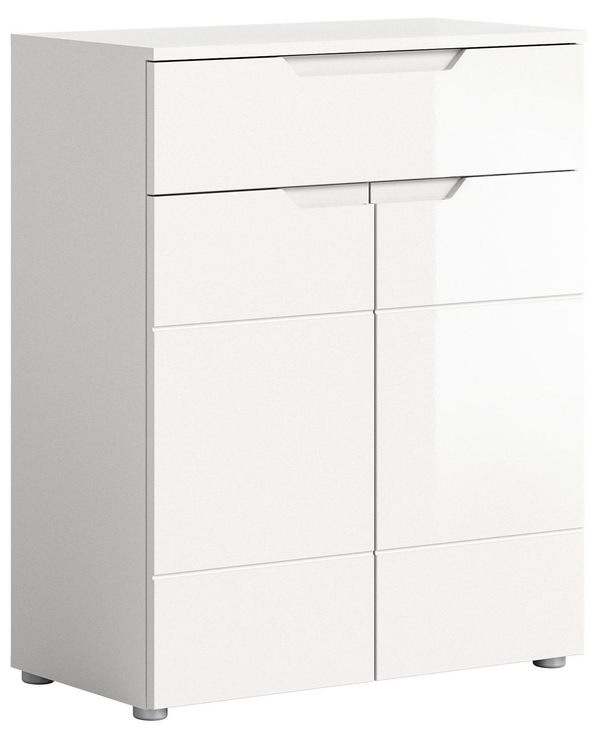 SCHUHKOMMODE SOLERO (B/H/T: ca. 80/97/37 cm) in Weiß/weiß hochglanz - Weiß, Holzwerkstoff (80/97/37cm)