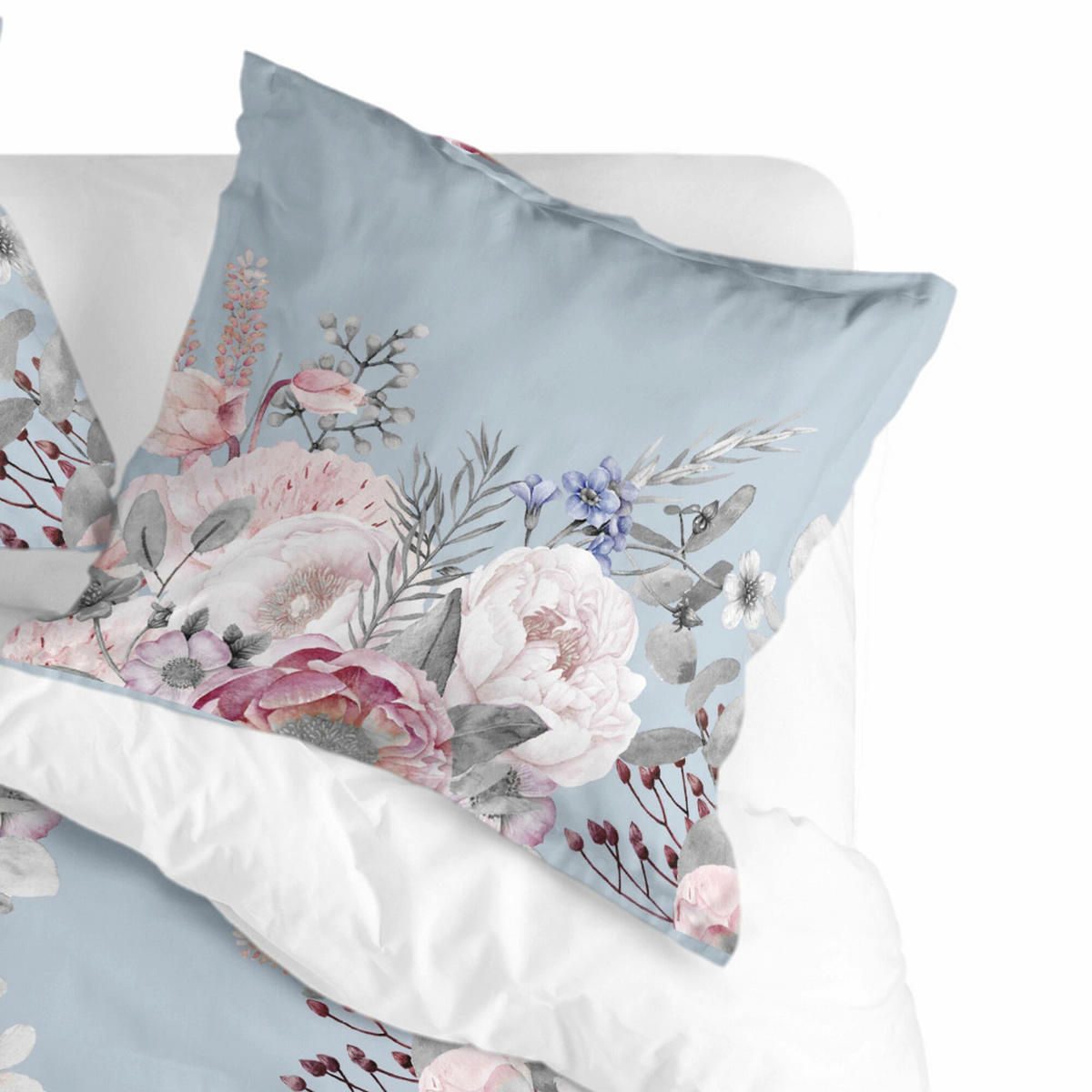 KISSENBEZUG soft bouquet 80x80 cm mehrfarbig - Multicolor, Textil (80/80cm) - Happy Friday