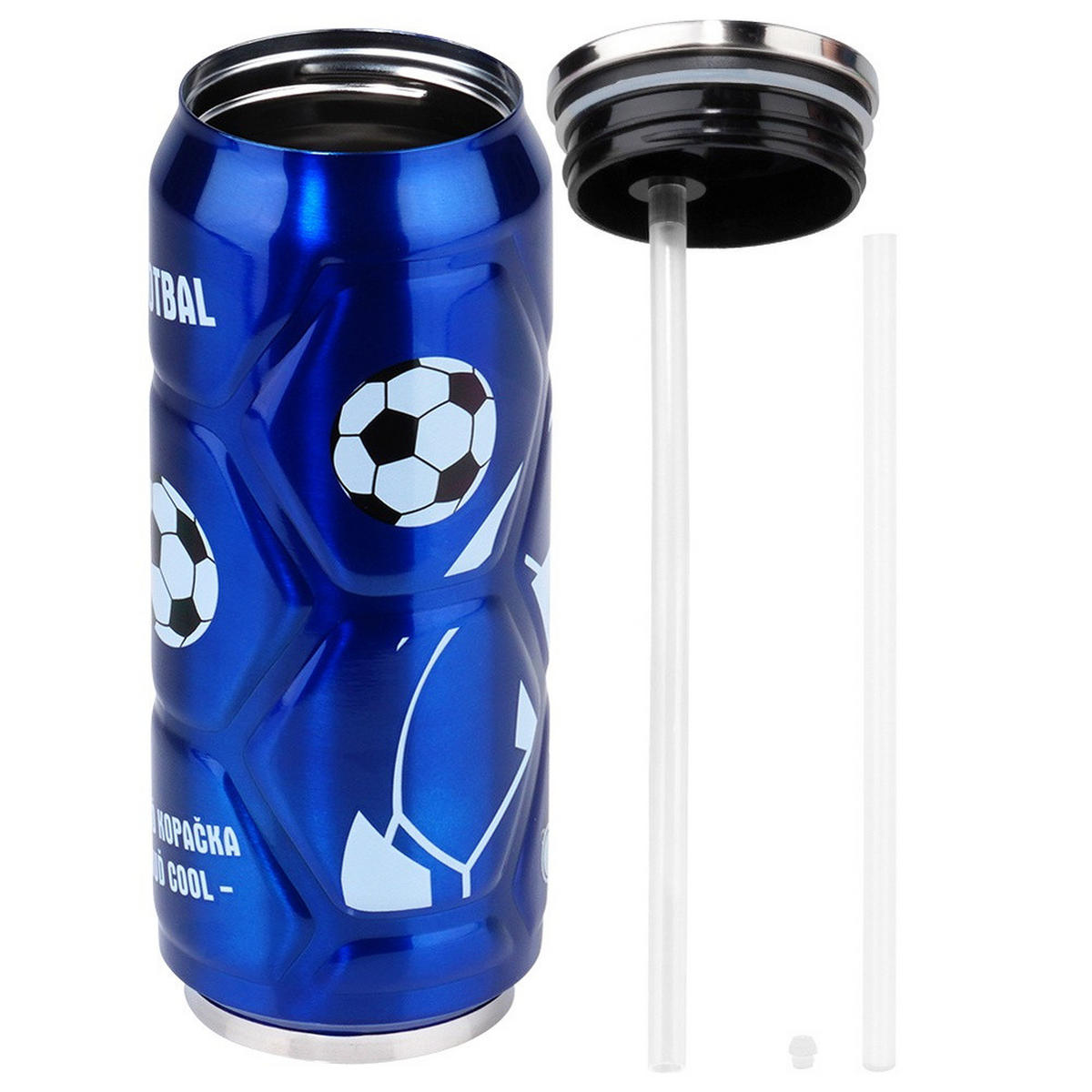 THERMOBECHER Dose Fußball 500 ml Blau - Blau, Metall (0.5L) - Orion 