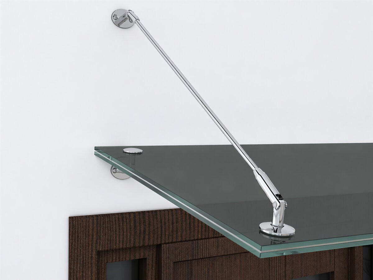 GLASVORDACH 200x90 cm Sicherheitsglas Edelstahl Grauglas Str-Silber - Grau, Glas (200/1.31/90cm) -  Glaswerk Westfalen
