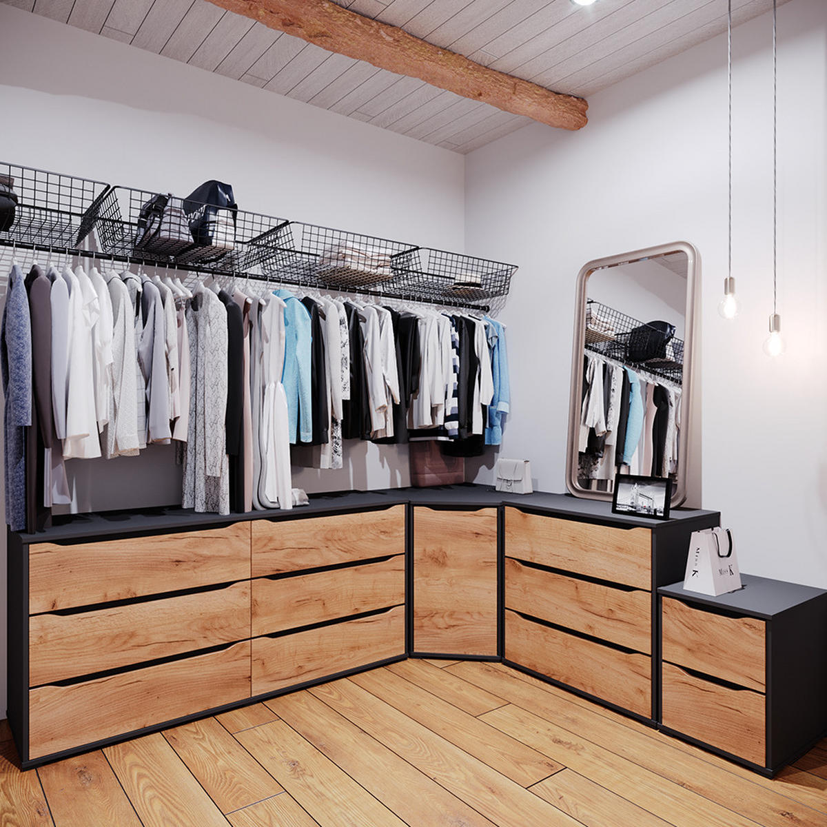 PŘÍBORNÍK Ruben Zlatý mocný dub - medově dubová/antracitová, kompozitní dřevo (78/76.6/78cm) - Vicco