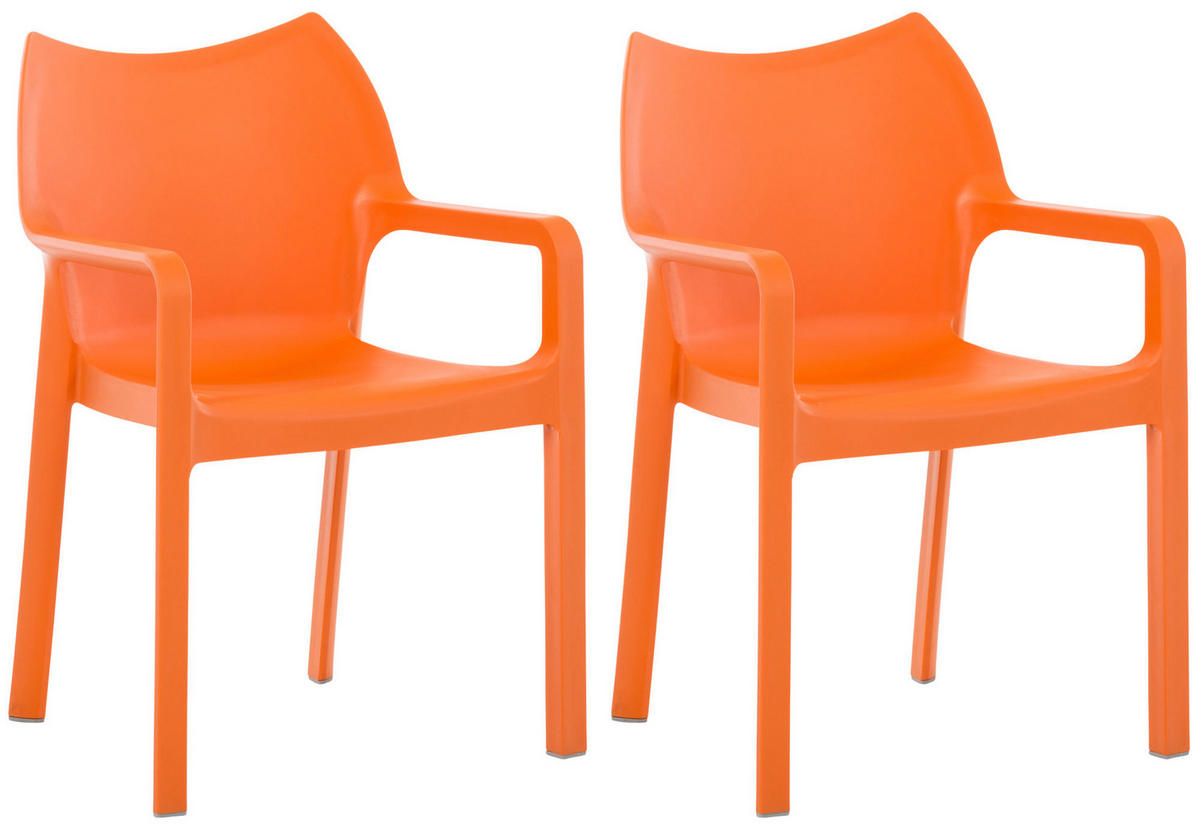 GARTENSTUHL 2er Set Kunststoff orange - Orange, Kunststoff (57/84/53cm) - CLP