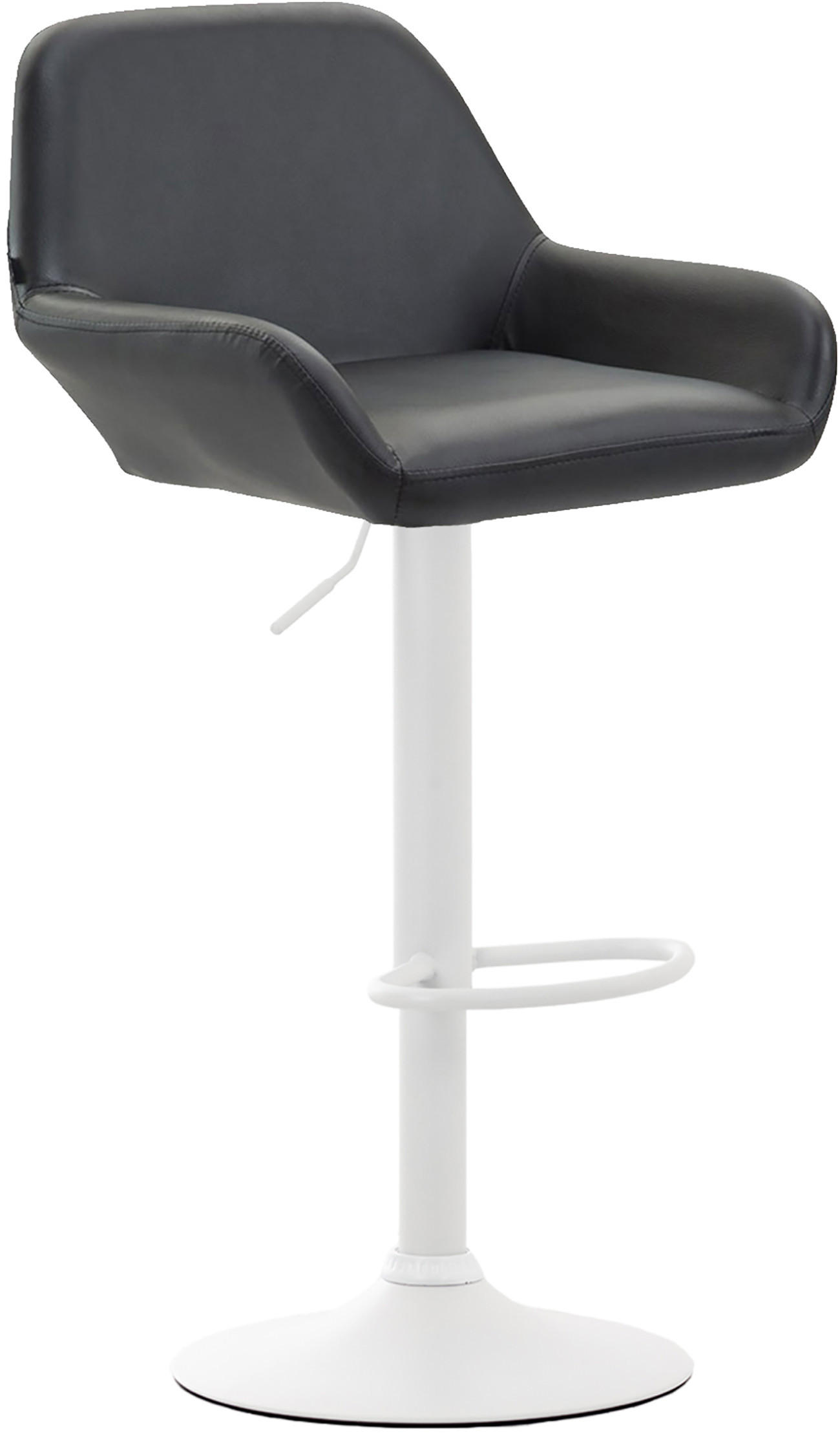 BARHOCKER DUBLIN Schwarz Kunstleder Weiß - Schwarz, Leder/Metall (51/89/52cm) - DELUKE
