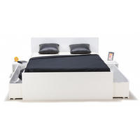 DOPPELBETT ZENIA / BETT 160x200 + 2 Konsolen + 2 Schubladen - Weiß - Weiß, Holzwerkstoff (160/200cm) - Weber Industries