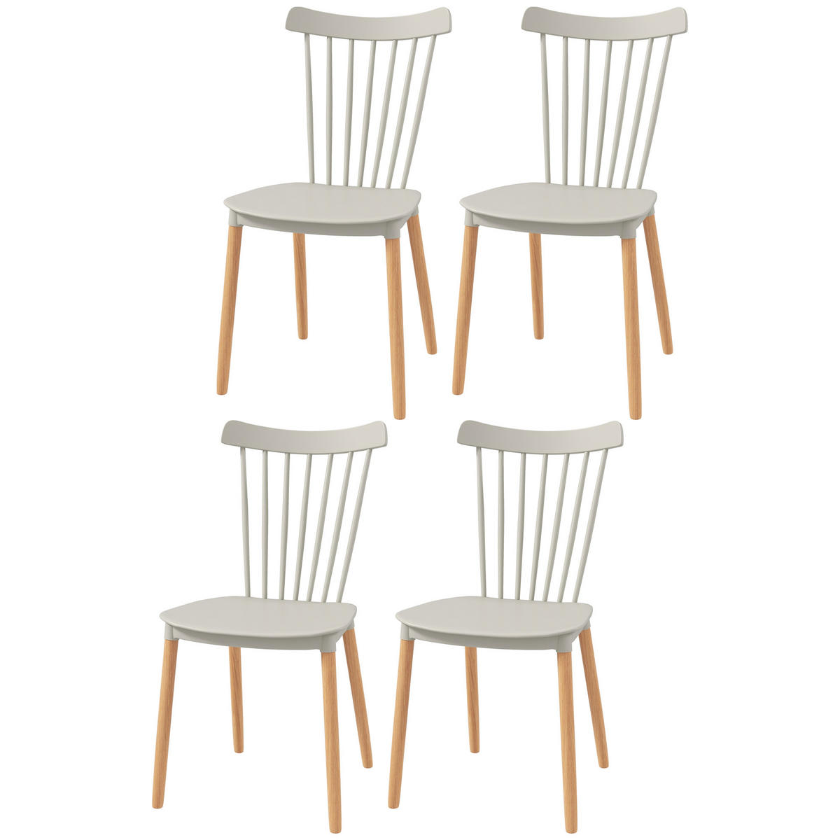 ESSZIMMERSTÜHLE 4er-Set DE-13215 Skandinavisch & hohe Rückenlehne Grau - Grau, Kunststoff (52.5/83/48cm) - ComfortXL