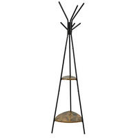 KLEIDERSTÄNDER Holzwerkstoff Metall Dunkelbraun Schwarz mit 2 Ablagen 179×49,5 cm - Dunkelbraun/Schwarz, Holzwerkstoff/Metall (49/179/49cm) - Begryf