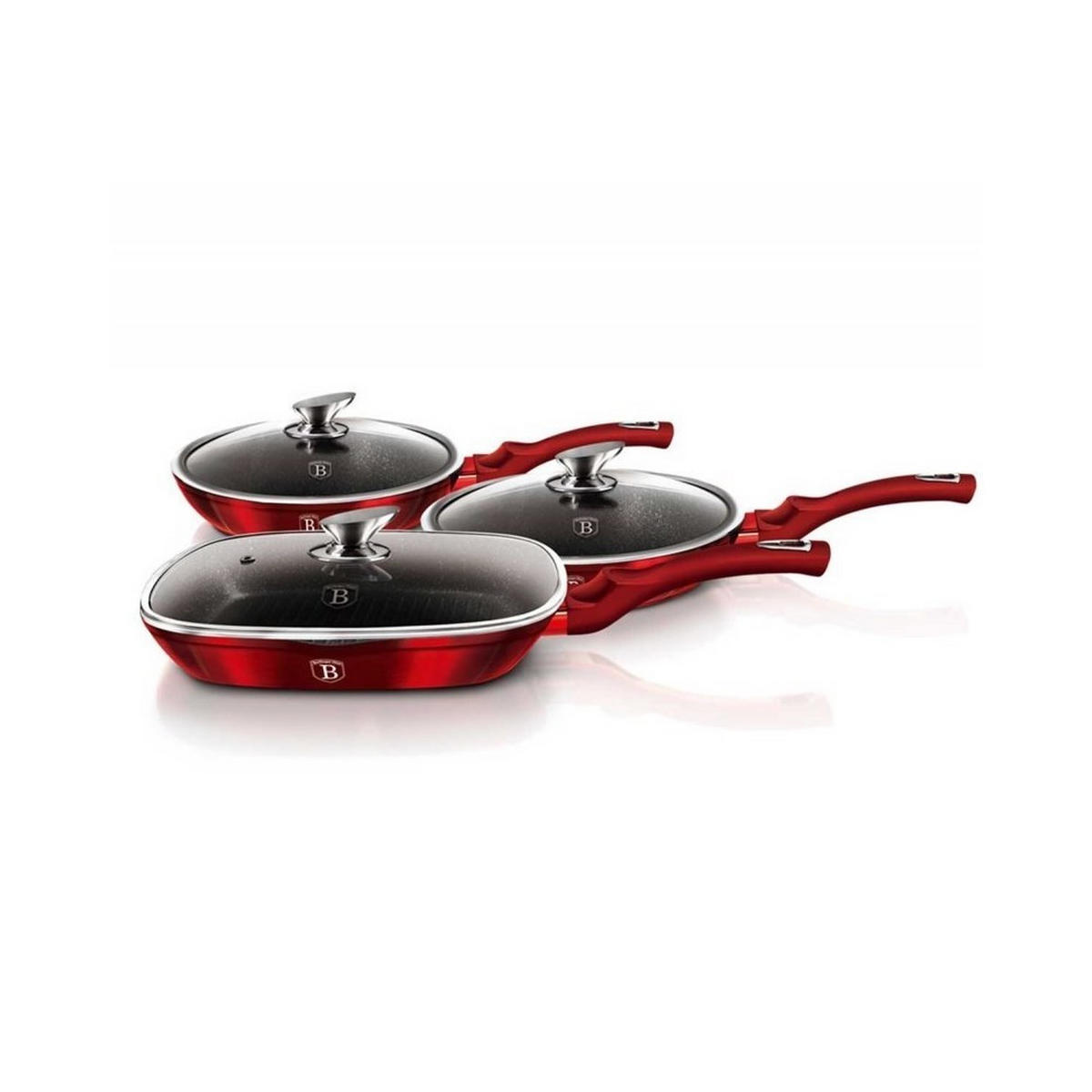 PFANNENSET Rot 28/28/4 cm BH6189 - Rot, Glas - Berlinger Haus