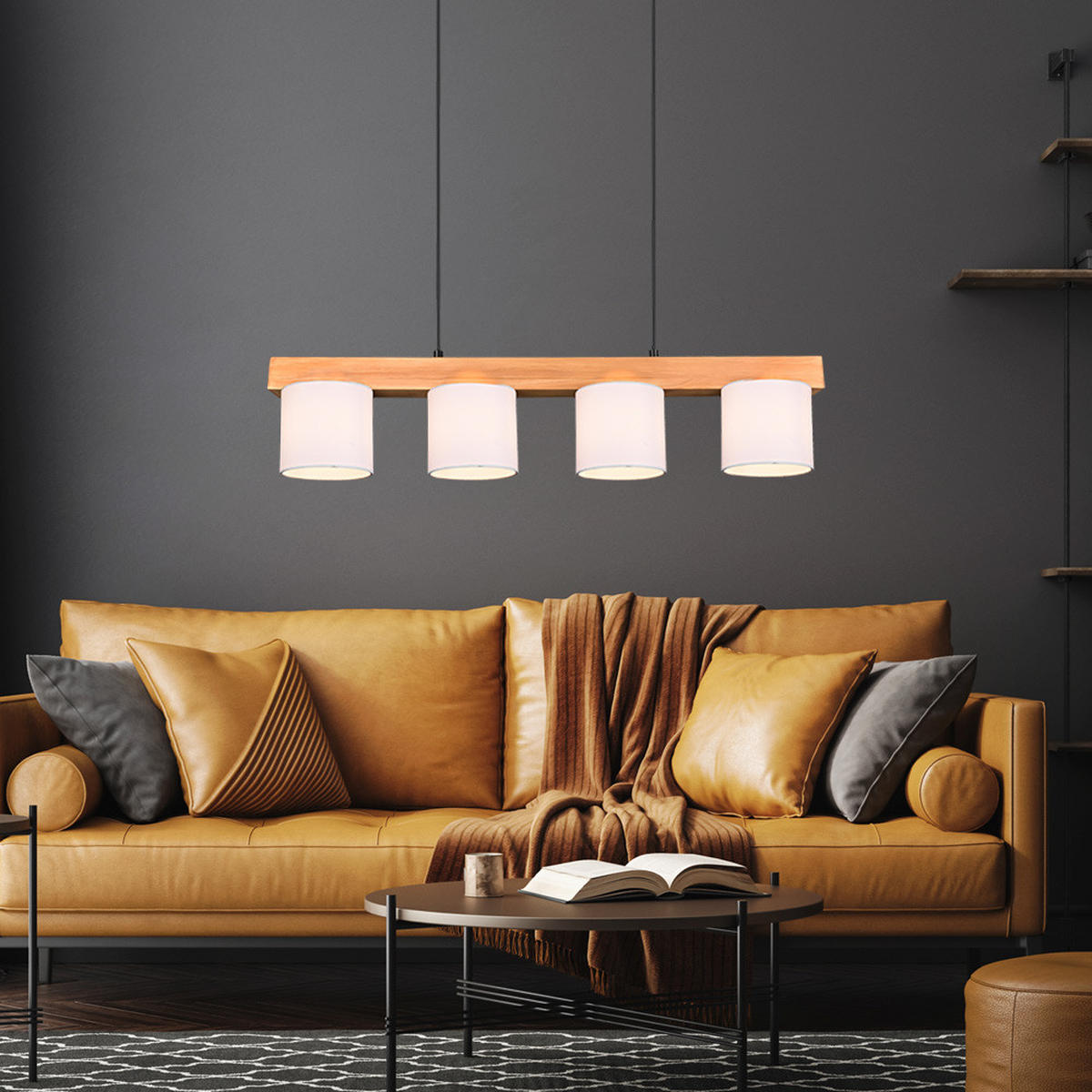 HÄNGELEUCHTE Cameron Holz Weiß - Weiß, Holz (75/12/150cm)