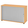 ROLLLADENSCHRANK - 2 Ordnerhöhen 40/120/74,8 cm in Buchefarben/Silberfarben Bogengriff (Metall) - Buchefarben/Silberfarben, Holzwerkstoff (120/74.8/40cm) - bümö