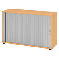 ROLLLADENSCHRANK - 2 Ordnerhöhen 40/120/74,8 cm in Buchefarben/Silberfarben Bogengriff (Metall) - Buchefarben/Silberfarben, Holzwerkstoff (120/74.8/40cm) - bümö