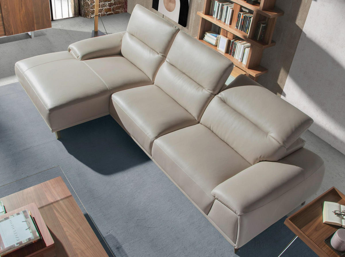 ECKSOFA Linkes Chaiselongue-Sofa in Leder taupe 316/176/102 cm - Dunkelgrau, Leder (316/176cm) - ANGEL CERDA