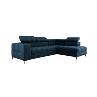ECKSOFA PABLOS Vogue, L-förmig, Moderne, mit verstellbarem Kopfteil, Schlaf- & Lagermöglichkeiten, freistehend, RECHTS 279x201x97 cm Blue - Blau, Holz/Textil (279/201cm) - DomoHome